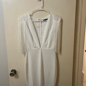 Symphony White Fringe Engagement Dress